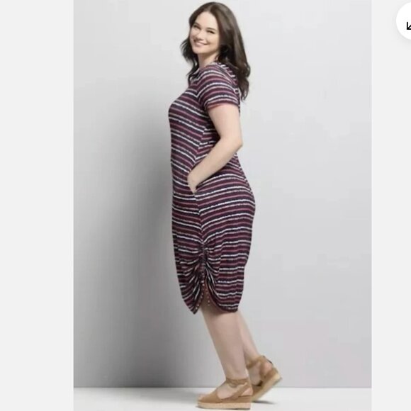 Lane Bryant Navy and Coral Striped Dress Plus Size 30/32 - Picture 9 of 9